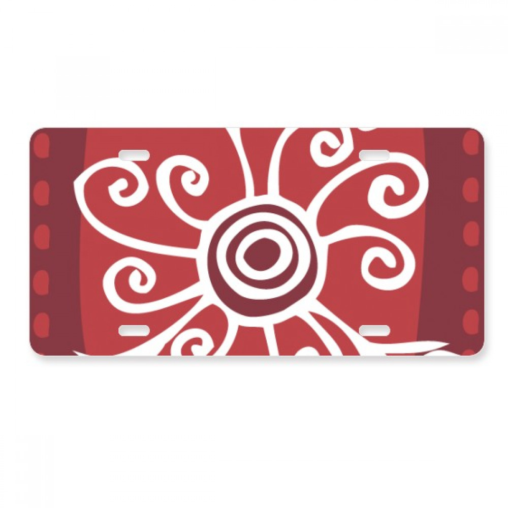 Red Flowers Mexico Totems Ancient Civilization License Plate Decoration Stainless Automobile Steel Tag